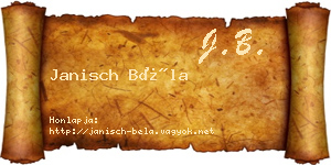 Janisch Béla névjegykártya
