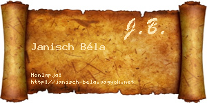 Janisch Béla névjegykártya
